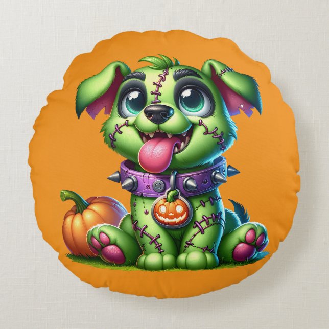 Almohada redonda de hallo Dogg (Anverso)