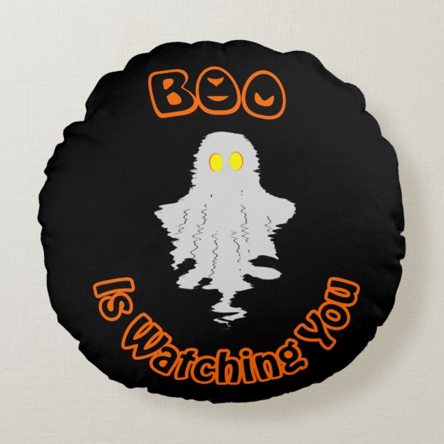 Almohada Redonda de Halloween | Buu Te Está Observ (Anverso)