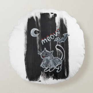 Almohada Redonda de Halloween de Gato Fantasma Esp