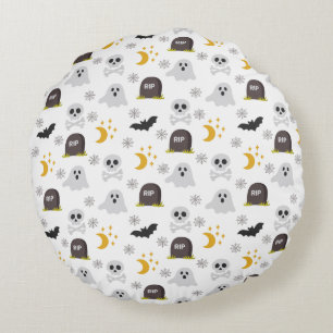 Almohada redonda de Halloween en blanco y negro es