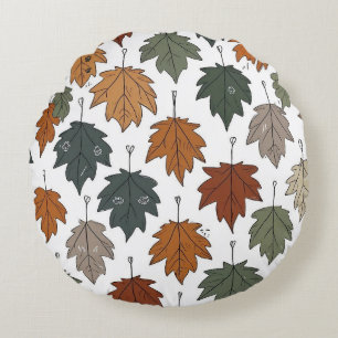 Almohada redonda de hojas de otoño