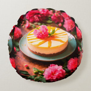 Almohada redonda de hormigón de impresión floral a