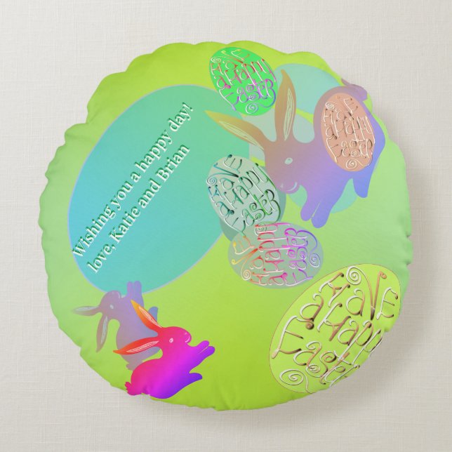 Almohada redonda de huevos de pascua (Anverso)