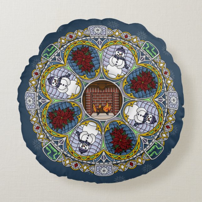 Almohada redonda de invierno de Nouveau (Anverso)