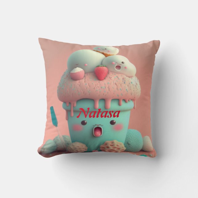 almohada redonda de Kawaii (Anverso)