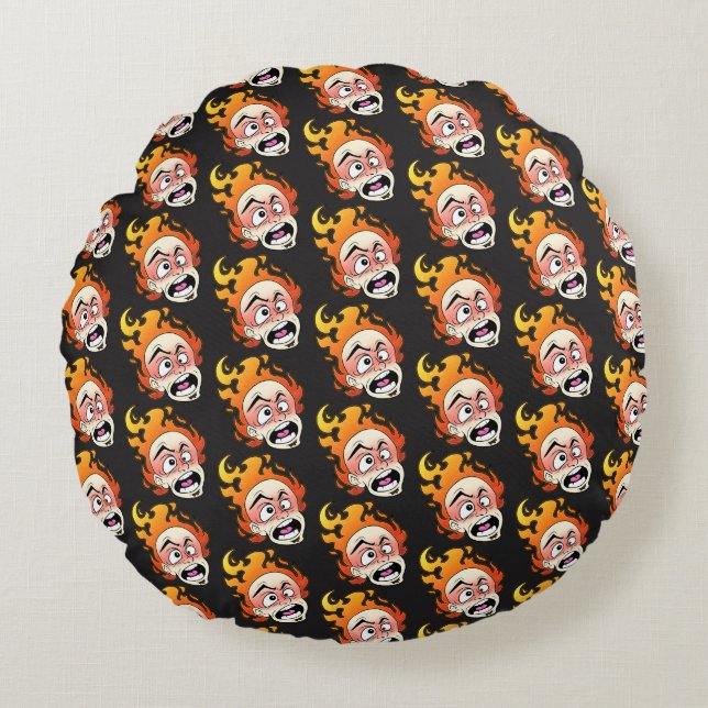 Almohada redonda de la cabeza de fuego escocesas (Anverso)