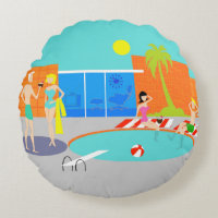 Almohada redonda de la fiesta en la piscina retra