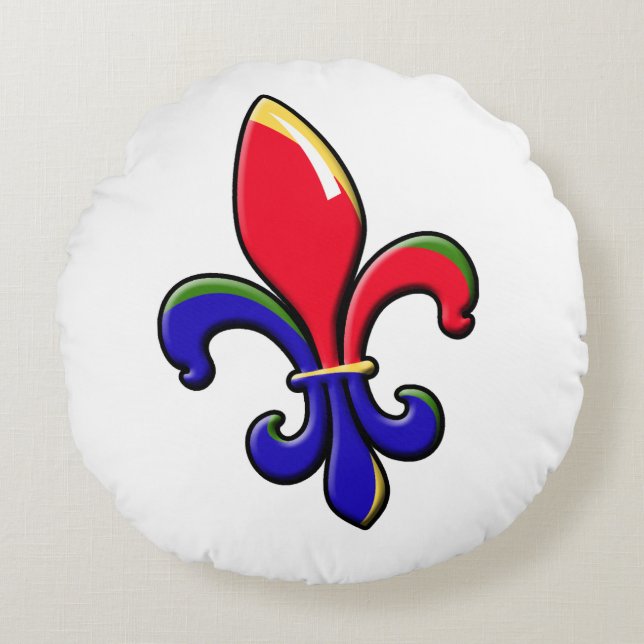 Almohada redonda de la flor de lis criolla (Anverso)