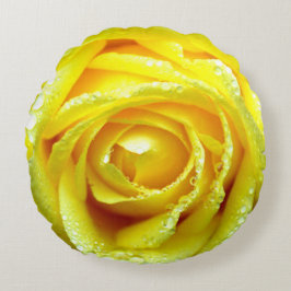 Almohada redonda de la flor del rosa amarillo