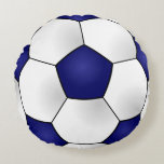 Almohada redonda de la pelota de fútbol azul<br><div class="desc">Almohada redonda de la pelota de fútbol azul</div>