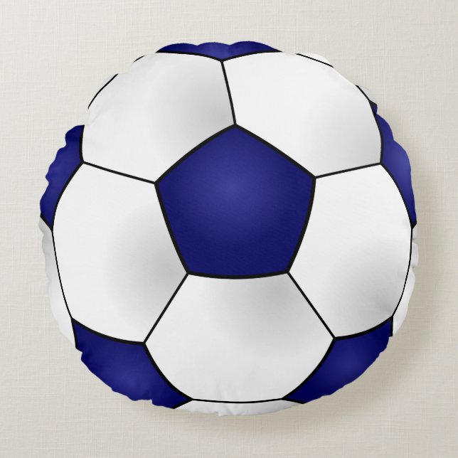 Almohada redonda de la pelota de fútbol azul (Anverso)