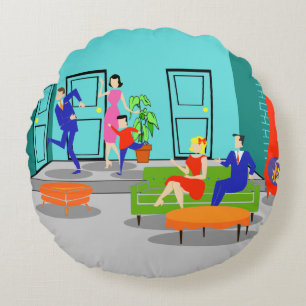 Almohada redonda de la televisión clásica retra