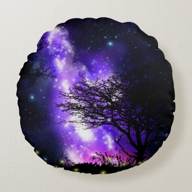 Almohada redonda de la vía láctea mágica (Anverso)