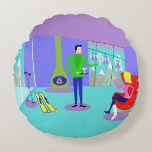 Almohada redonda de las vacaciones retras del