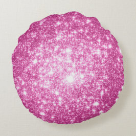 Almohada Redonda de Lavanda Rosa Estrellas
