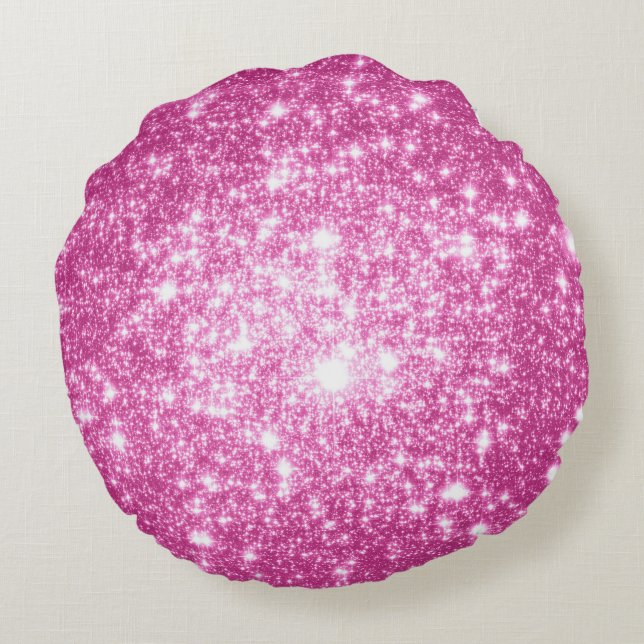 Almohada Redonda de Lavanda Rosa Estrellas (Reverso)