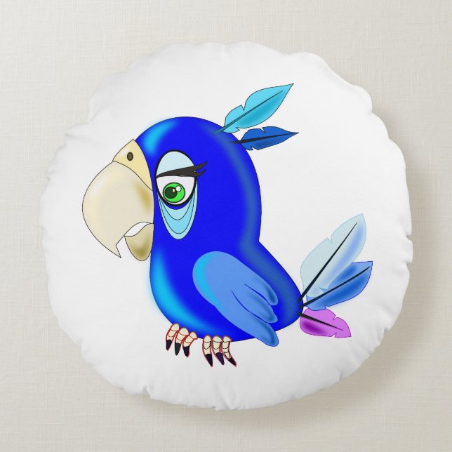 Almohada redonda de loro - Personalizable (Anverso)