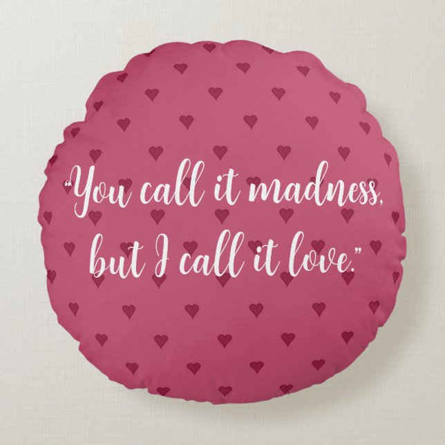 Almohada redonda de los corazones rojos (Anverso)