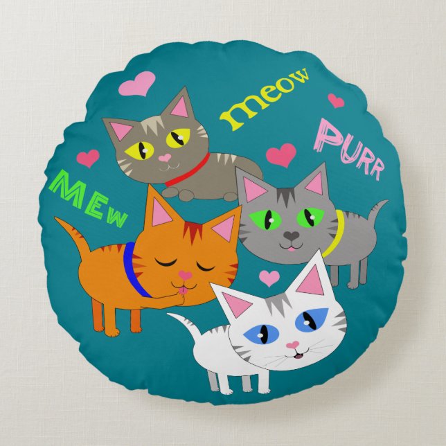 Almohada redonda de los gatos del amante (Anverso)