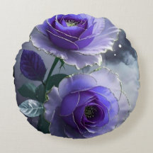 Almohada redonda de lujo con ilusión de rosa azul 