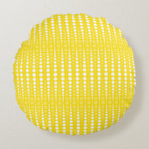 Almohada Redonda de Lunares Amarillos y Blancos