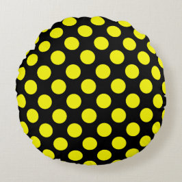 Almohada Redonda de Lunares Amarillos y Negros Per