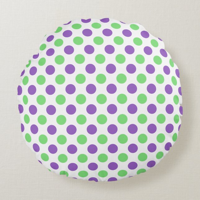 Almohada Redonda de Lunares Morado Menta - Lunar M (Anverso)
