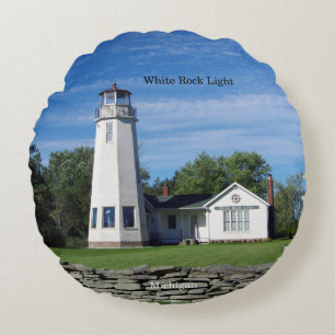 almohada redonda de luz de roca blanca