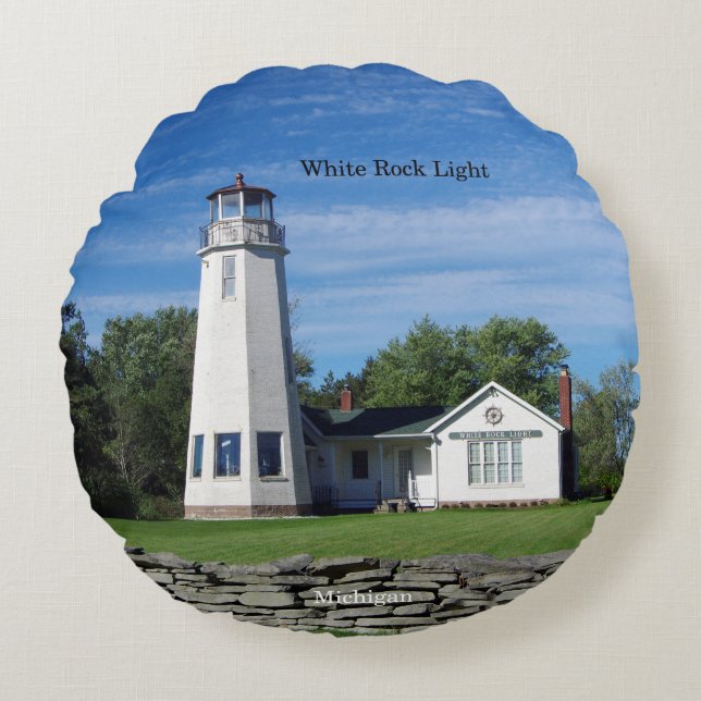 almohada redonda de luz de roca blanca (Anverso)