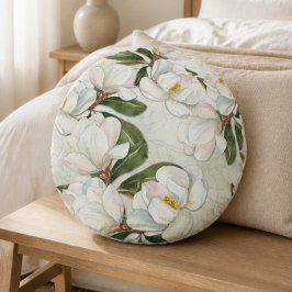 Almohada Redonda de Magnolia Floral