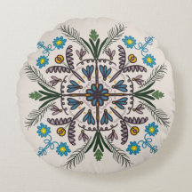 Almohada Redonda de Mandala Botánico Colorido Bohe