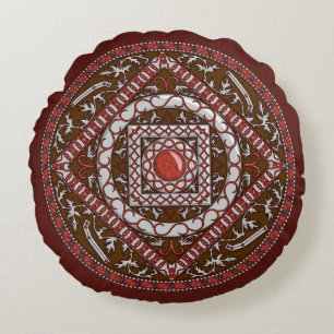 Almohada Redonda de Mandala de Aries