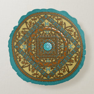 Almohada redonda de mandala de Piscis