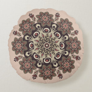 almohada redonda de mandala floral
