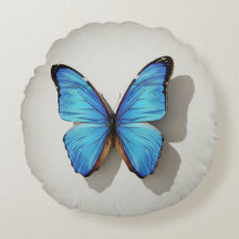 Almohada Redonda de Mariposa Azul Decoración Inspi