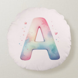 Almohada redonda de nacimiento personalizada 'A'