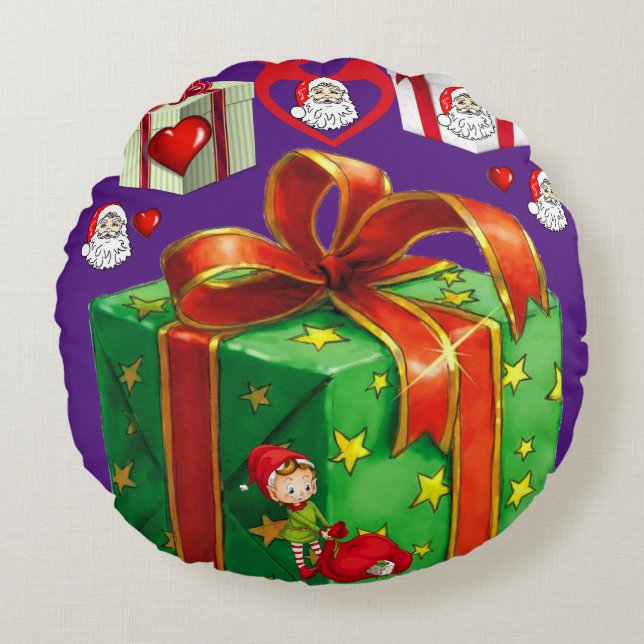 Almohada Redonda de Navidad (Anverso)
