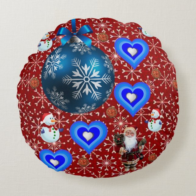 Almohada Redonda de Navidad (Anverso)