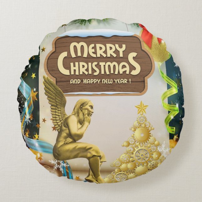 Almohada Redonda de Navidad, Ángel de Navidad (Anverso)