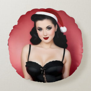 Almohada Redonda de Navidad Chica Goth con Sombrer