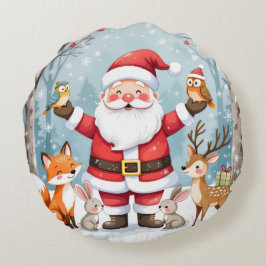 Almohada Redonda de Navidad con Estilo de Granja R