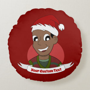 Almohada redonda de Navidad de hombre riendo dibuj