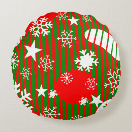Almohada Redonda de Navidad – Diseño Rojo y Verde