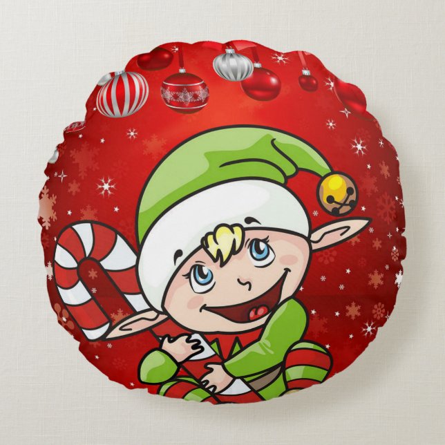 Almohada Redonda de Navidad, Elfo (Anverso)