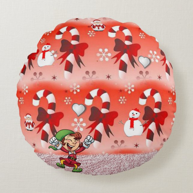 Almohada Redonda de Navidad, Elfo (Anverso)