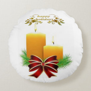 Almohada Redonda de Navidad, Felices Fiestas