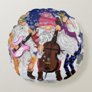 Almohada Redonda de Navidad Feliz Gnome Banda de M