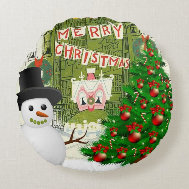 Almohada Redonda de Navidad, Feliz Navidad (Anverso)