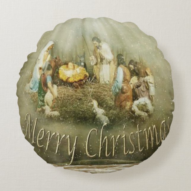 Almohada Redonda de Navidad, Jesucristo (Anverso)