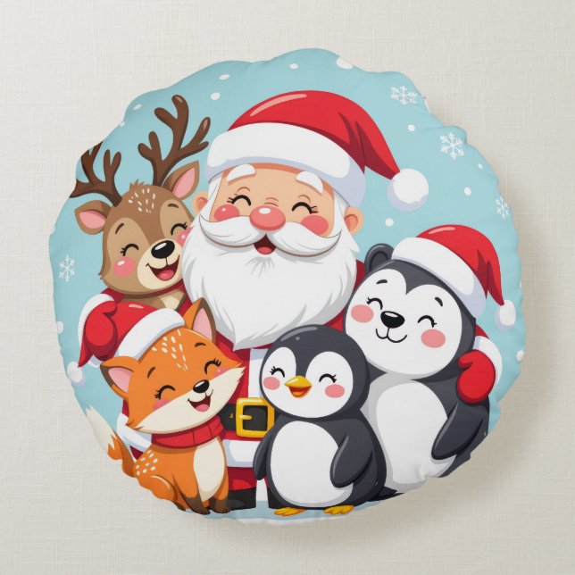 Almohada Redonda de Navidad "Joy to the World" (Reverso)